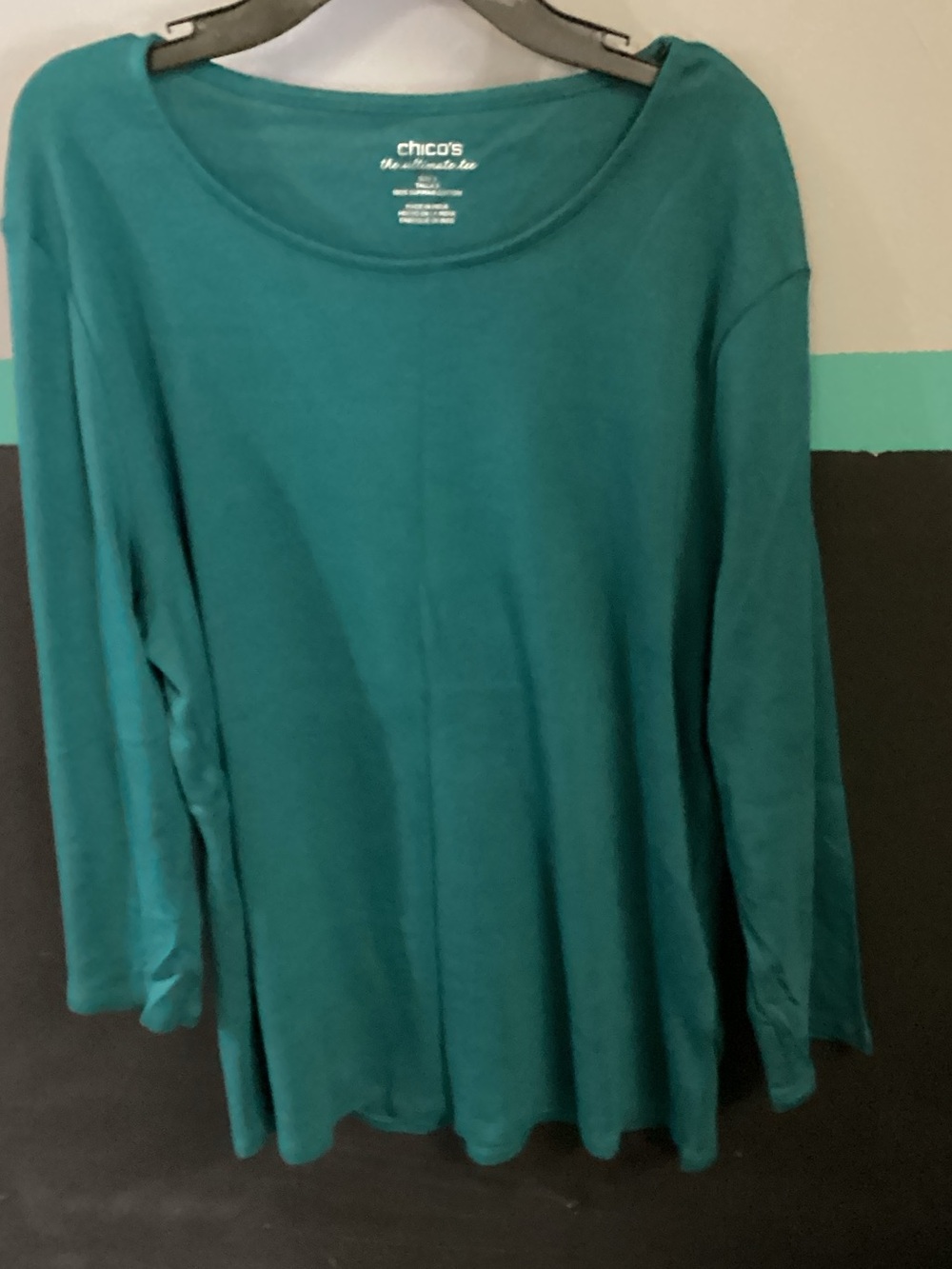 Chico's Teal Scoopneck Long Sleeve Women's Top